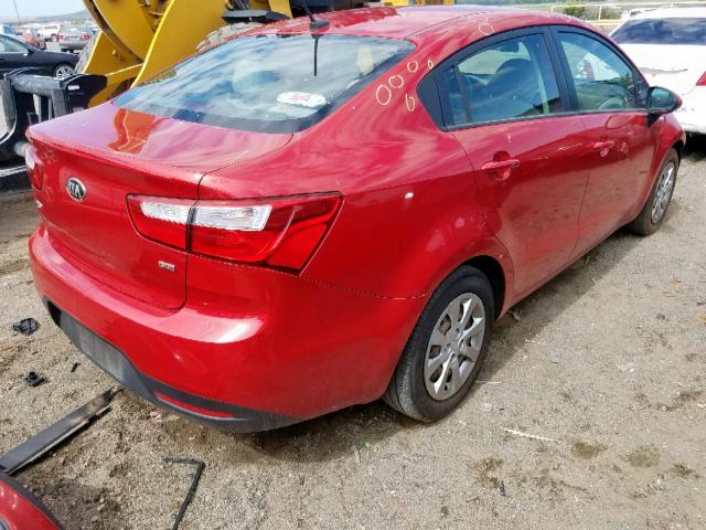 KNADM4A3XE6396011 - 2014 KIA RIO LX RED photo 4