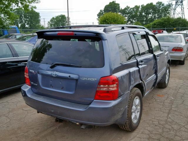 JTEHF21A630150523 - 2003 TOYOTA HIGHLANDER BLUE photo 4