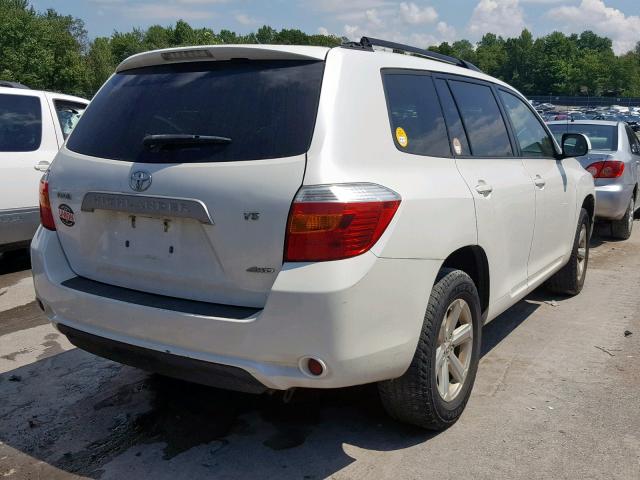 JTEES41A082106393 - 2008 TOYOTA HIGHLANDER WHITE photo 4