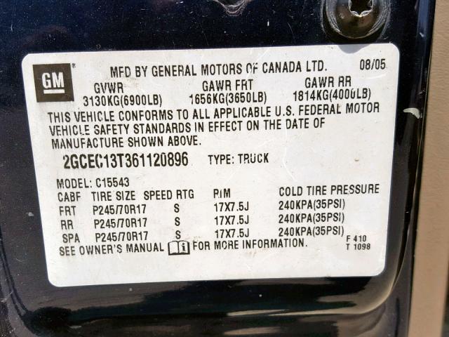 2GCEC13T361120896 - 2006 CHEVROLET SILVERADO BLUE photo 10