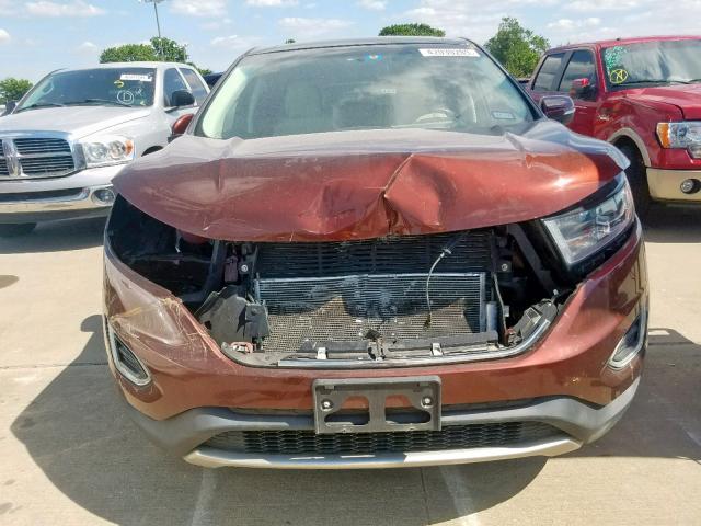 2FMTK3K84FBB07664 - 2015 FORD EDGE TITAN BROWN photo 9