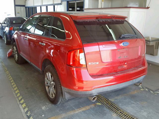 2FMDK3JC2BBB29988 - 2011 FORD EDGE SEL RED photo 3