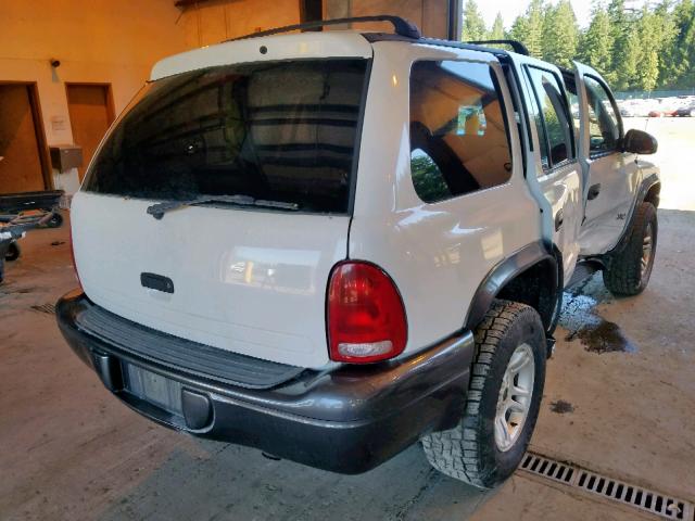 1B4HS38N42F171460 - 2002 DODGE DURANGO SP WHITE photo 4