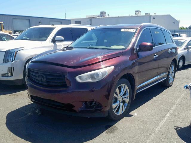 5N1AL0MNXDC327989 - 2013 INFINITI JX35 BURGUNDY photo 2