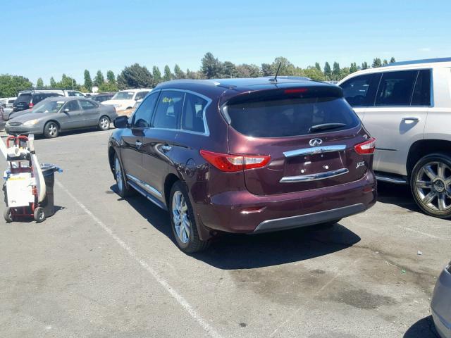 5N1AL0MNXDC327989 - 2013 INFINITI JX35 BURGUNDY photo 3