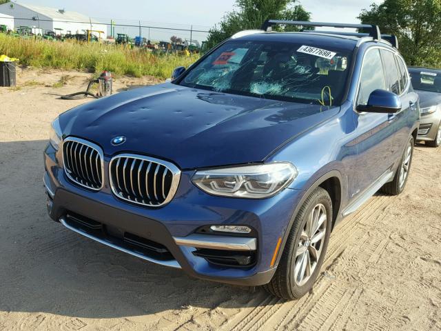 5UXTR9C54JLC78075 - 2018 BMW X3 XDRIVE3 BLUE photo 2