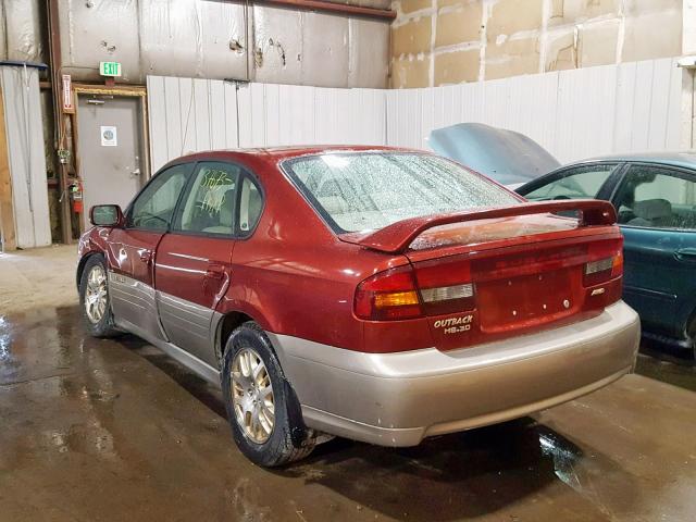 4S3BE896627216266 - 2002 SUBARU LEGACY OUT RED photo 3