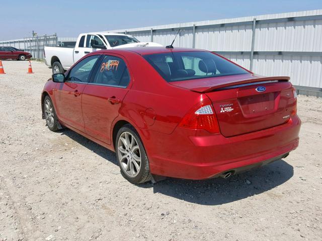 3FAHP0HG8BR342644 - 2011 FORD FUSION SE RED photo 3