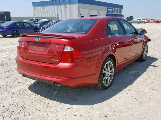3FAHP0HG8BR342644 - 2011 FORD FUSION SE RED photo 4