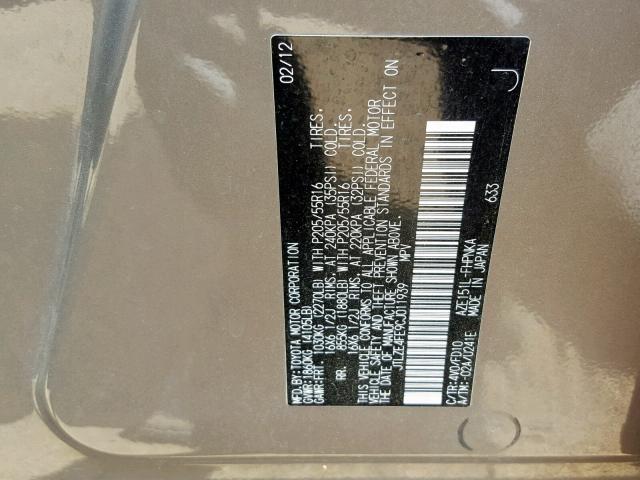 JTLZE4FE9CJ011939 - 2012 TOYOTA SCION XB 棕色 照片 10