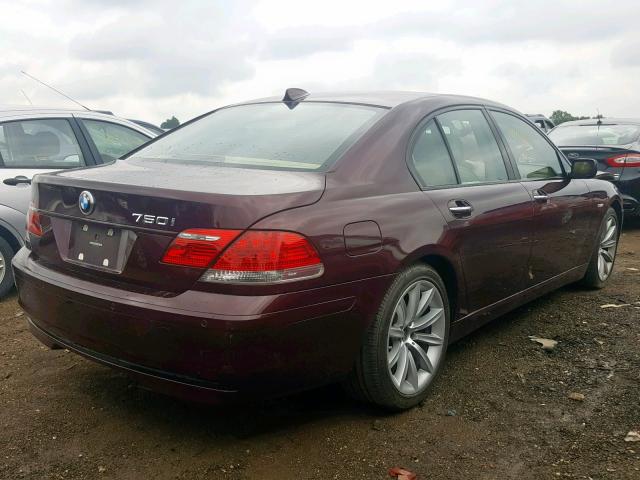 WBAHL83597DT09370 - 2007 BMW 750I MAROON photo 4