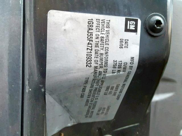 1G8AJ55F47Z109332 - 2007 SATURN ION LEVEL SILVER photo 10