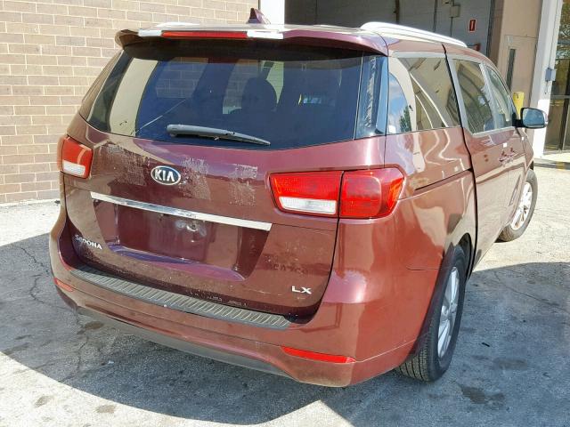 KNDMB5C19F6059759 - 2015 KIA SEDONA LX BURGUNDY photo 4