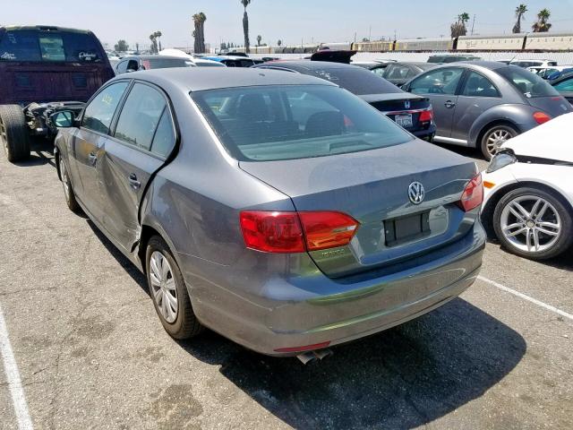 3VW2K7AJ5EM248510 - 2014 VOLKSWAGEN JETTA BASE GRAY photo 3