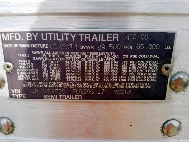 1UYVS2535FU159517 - 2015 UTILITY TRAILER WHITE photo 10