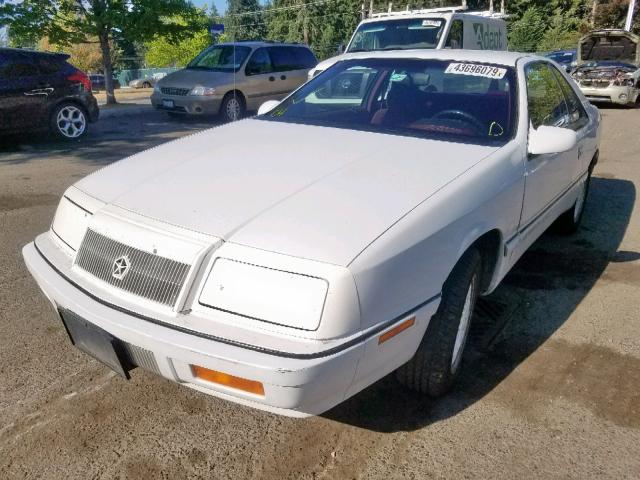 1C3XJ4133MG141755 - 1991 CHRYSLER LEBARON WHITE photo 2