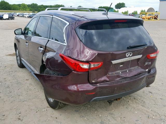 5N1AL0MM2DC305377 - 2013 INFINITI JX35 MAROON photo 3