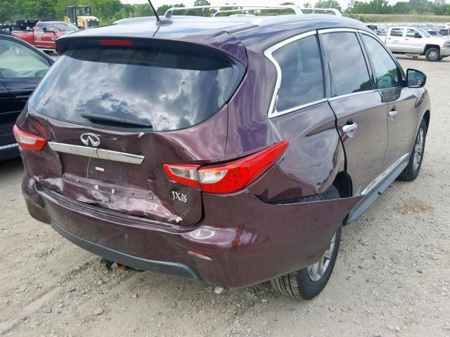 5N1AL0MM2DC305377 - 2013 INFINITI JX35 MAROON photo 4