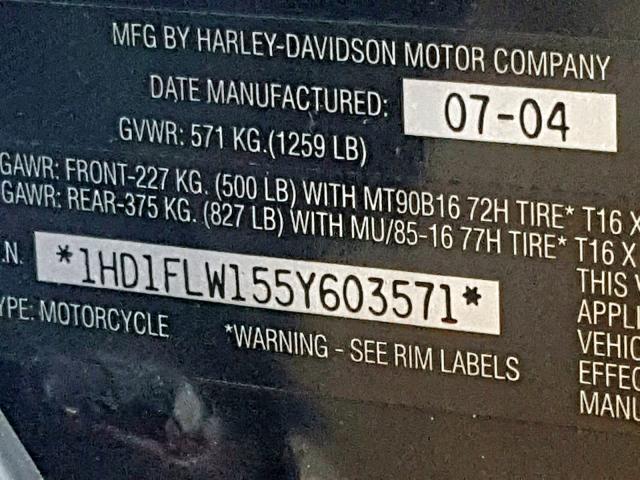 1HD1FLW155Y603571 - 2005 HARLEY-DAVIDSON FLHTCUI SH RED photo 10