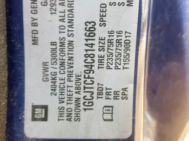 1GCJTCF94C8141663 - 2012 CHEVROLET COLORADO L BLUE photo 10