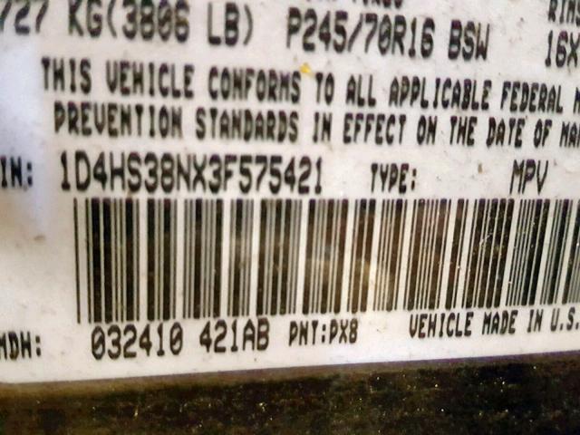 1D4HS38NX3F575421 - 2003 DODGE DURANGO SP BLACK photo 10