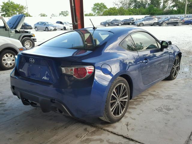 JF1ZNAA10E8703165 - 2014 TOYOTA SCION FR-S BLUE photo 4