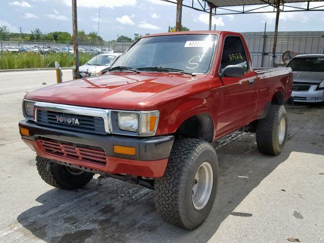 JT4RN01P0K7002927 - 1989 TOYOTA PICKUP 1/2 RED photo 2