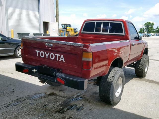 JT4RN01P0K7002927 - 1989 TOYOTA PICKUP 1/2 RED photo 4