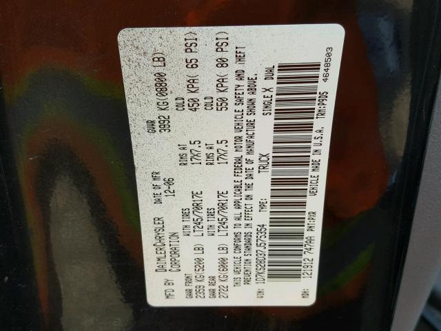 1D7KS28D37J575354 - 2007 DODGE RAM 2500 S BLACK photo 10