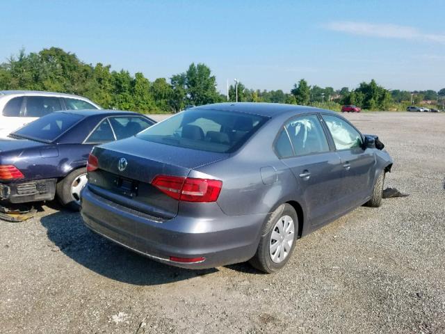 3VW2K7AJ8FM410227 - 2015 VOLKSWAGEN JETTA BASE GRAY photo 4