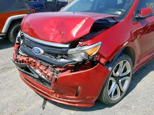 2FMDK4AK6BBB05853 - 2011 FORD EDGE SPORT RED photo 9