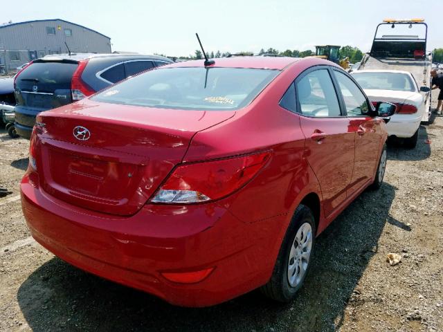 KMHCT4AEXGU987226 - 2016 HYUNDAI ACCENT SE RED photo 4