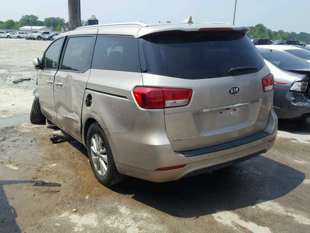 KNDMB5C10G6102631 - 2016 KIA SEDONA LX GOLD photo 3