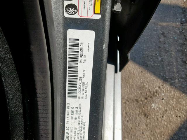 1C3CCBBGXCN251176 - 2012 CHRYSLER 200 TOURIN GRAY photo 10