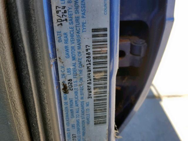 3VWRF81H4WM128897 - 1998 VOLKSWAGEN JETTA TDI BLUE photo 10