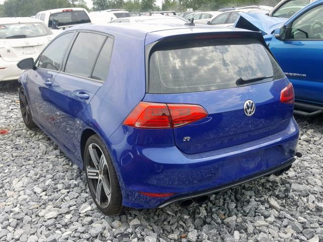 WVWUF7AUXGW024498 - 2016 VOLKSWAGEN GOLF R BLUE photo 3