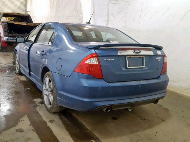 3FAHP0DC4AR415347 - 2010 FORD FUSION SPO BLUE photo 3