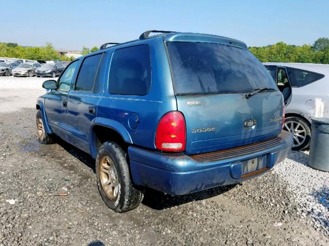 1D4HR48Z03F600329 - 2003 DODGE DURANGO SL BLUE photo 3