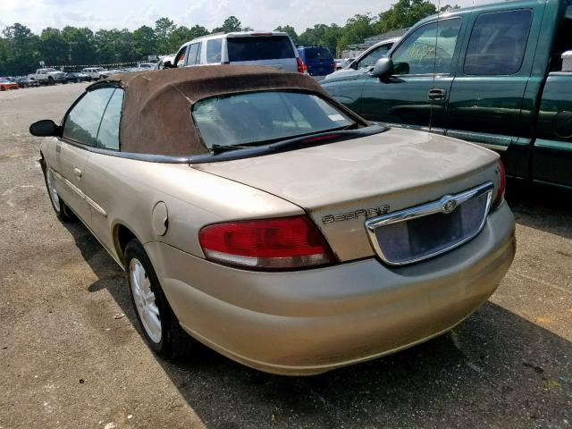 1C3EL55R22N172218 - 2002 CHRYSLER SEBRING LX GOLD photo 3