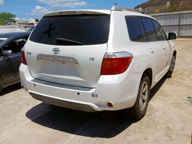 JTEDS41A782022180 - 2008 TOYOTA HIGHLANDER WHITE photo 4