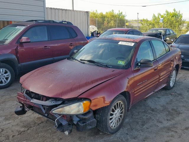 1G2NF52T2YM765521 - 2000 PONTIAC GRAND AM S MAROON photo 2
