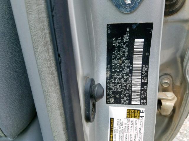 JTEGP21A850081099 - 2005 TOYOTA HIGHLANDER SILVER photo 10