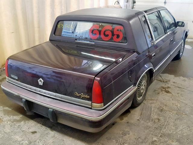 1C3XV66L1ND792927 - 1992 CHRYSLER NEW YORKER MAROON photo 4