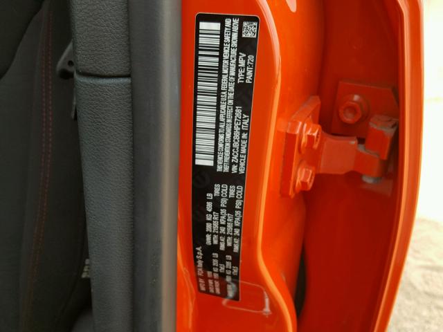 ZACCJBCB6HPE72681 - 2017 JEEP RENEGADE T ORANGE photo 10