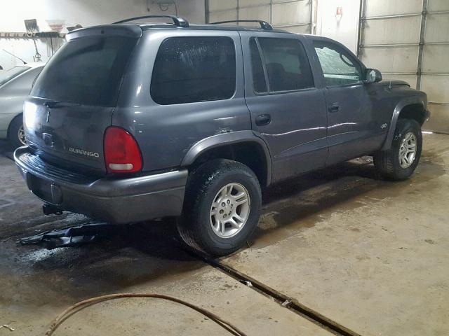 1B4HS38N22F150509 - 2002 DODGE DURANGO SP GRAY photo 4