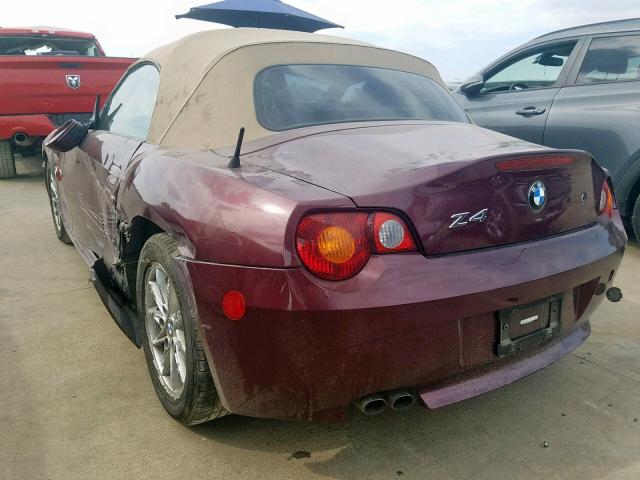 4USBT33584LS52781 - 2004 BMW Z4 2.5 MAROON photo 3