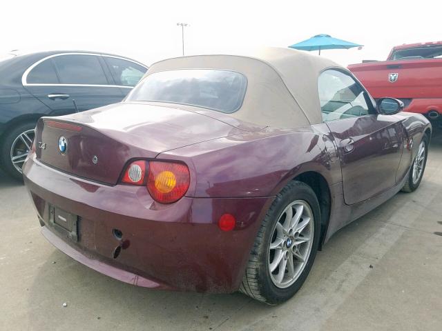 4USBT33584LS52781 - 2004 BMW Z4 2.5 MAROON photo 4