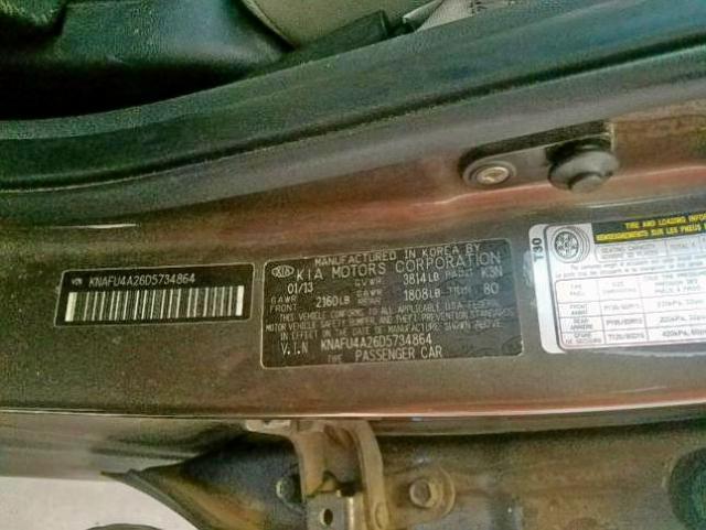 KNAFU4A26D5734864 - 2013 KIA FORTE EX BROWN photo 10