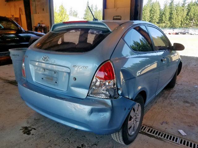 KMHCM36C08U091565 - 2008 HYUNDAI ACCENT GS BLUE photo 4