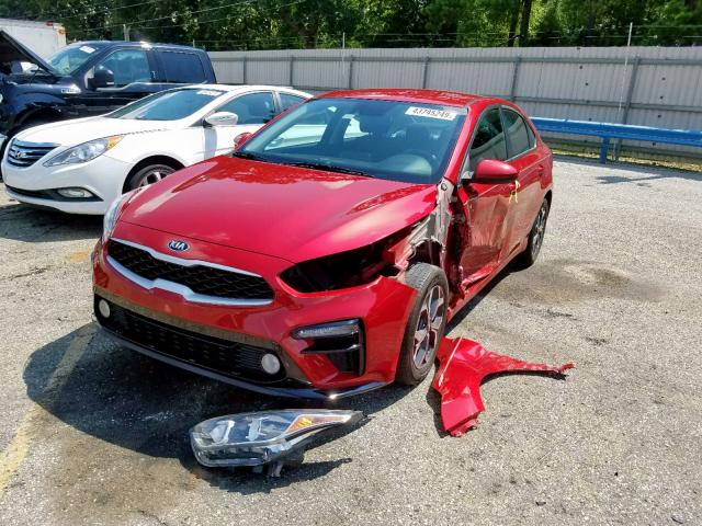 3KPF24ADXKE013491 - 2019 KIA FORTE FE RED photo 2